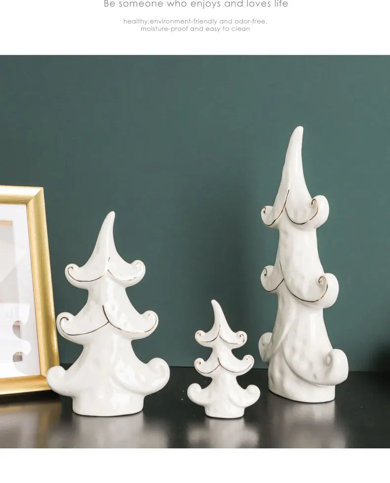 Nordic Style Ceramic Tree Figurines Christmas Decorations