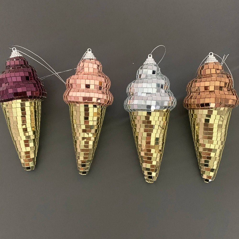 Hanging Disco Ice Cream Cone Mirror Ball Room Decor