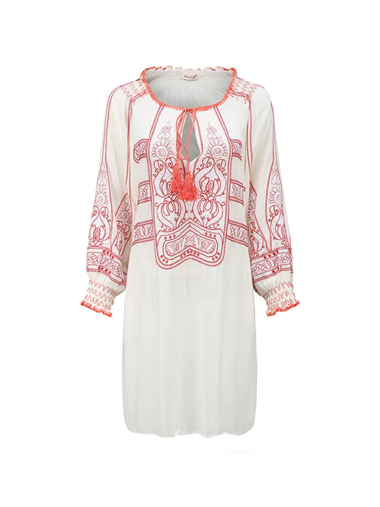 Mirai's Embroidered Boho Dress