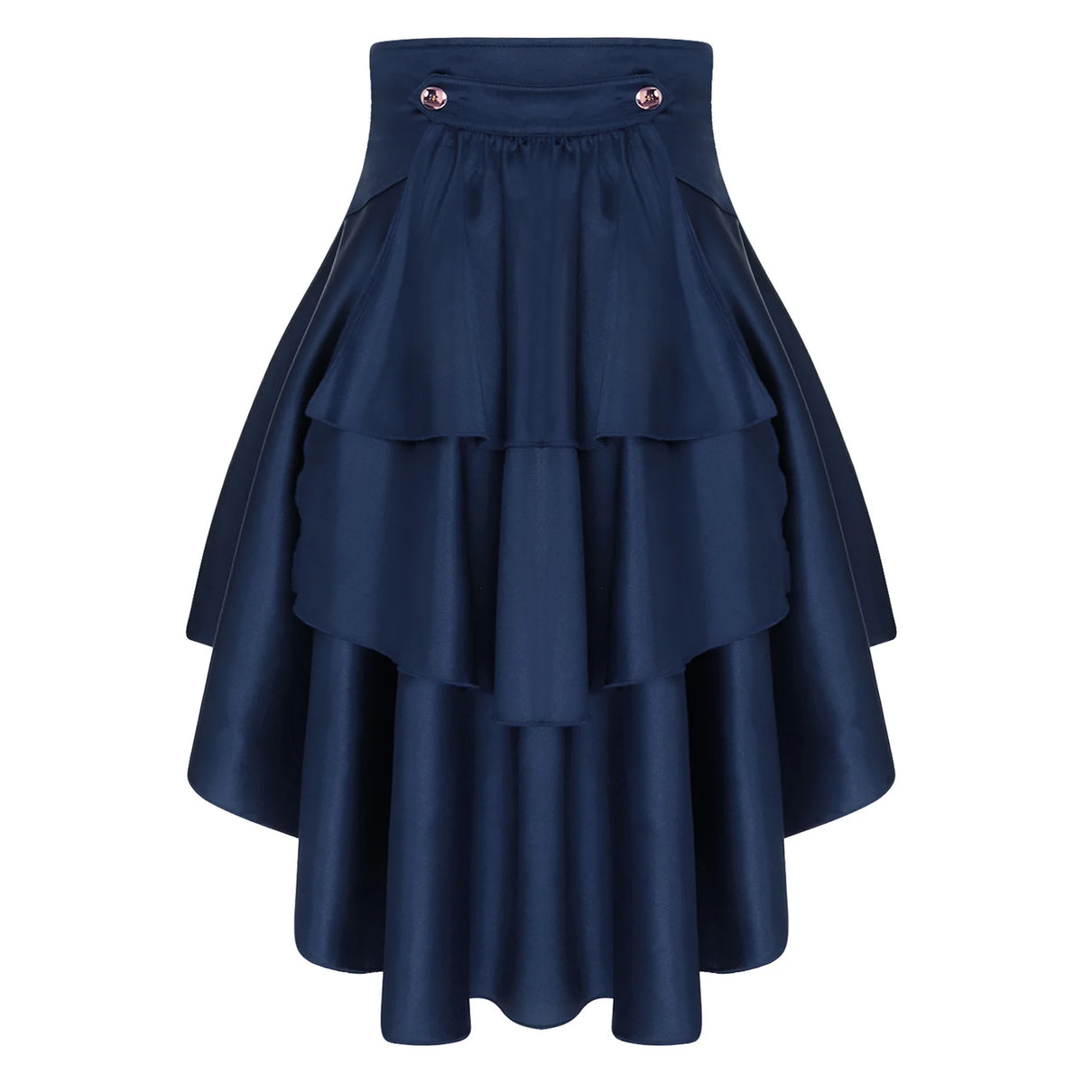 Gothic Steampunk Satiny Pirate Skirt Front Lace-up Tiered Irregular Hem Skirt Waist Belt Medieval Costume