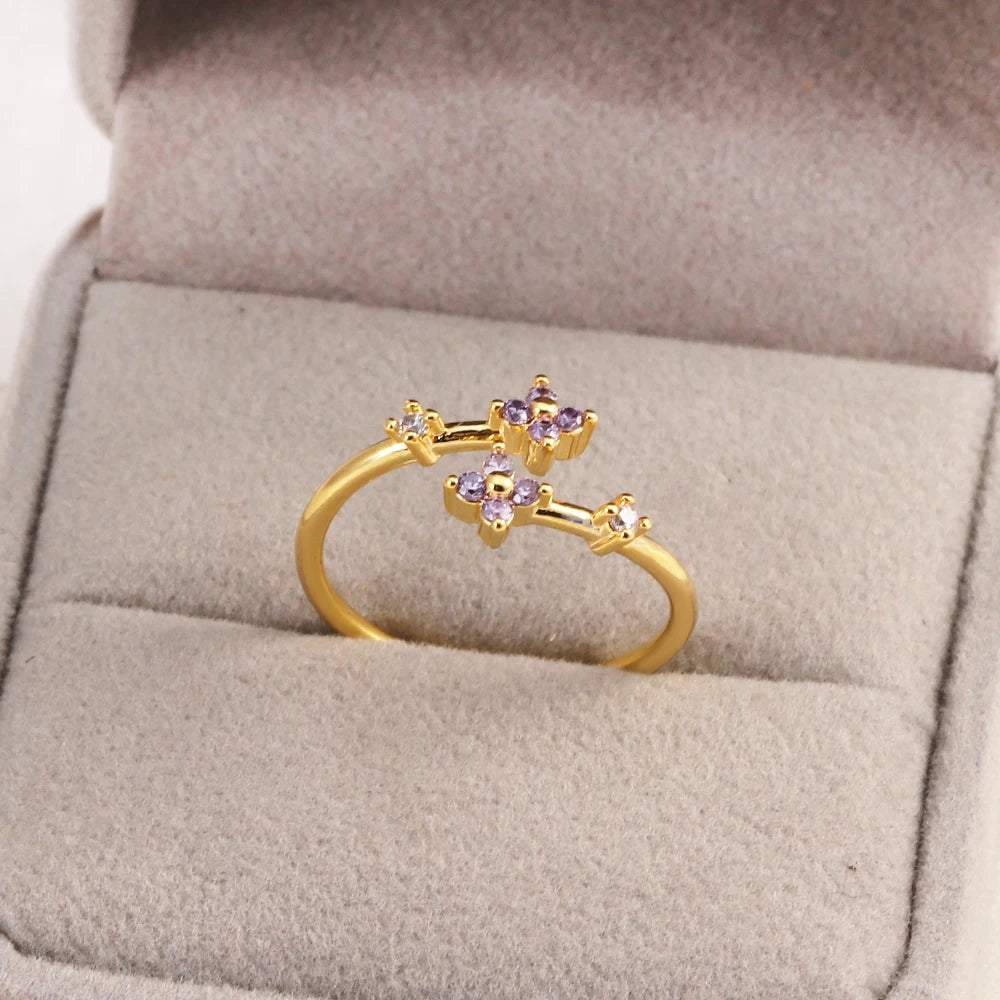 Sweet and Dainty Colourful Zircon Rings Gift Idea
