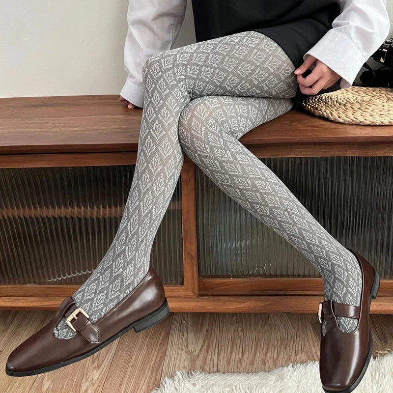Velvety Jacquard Tights Pantyhose