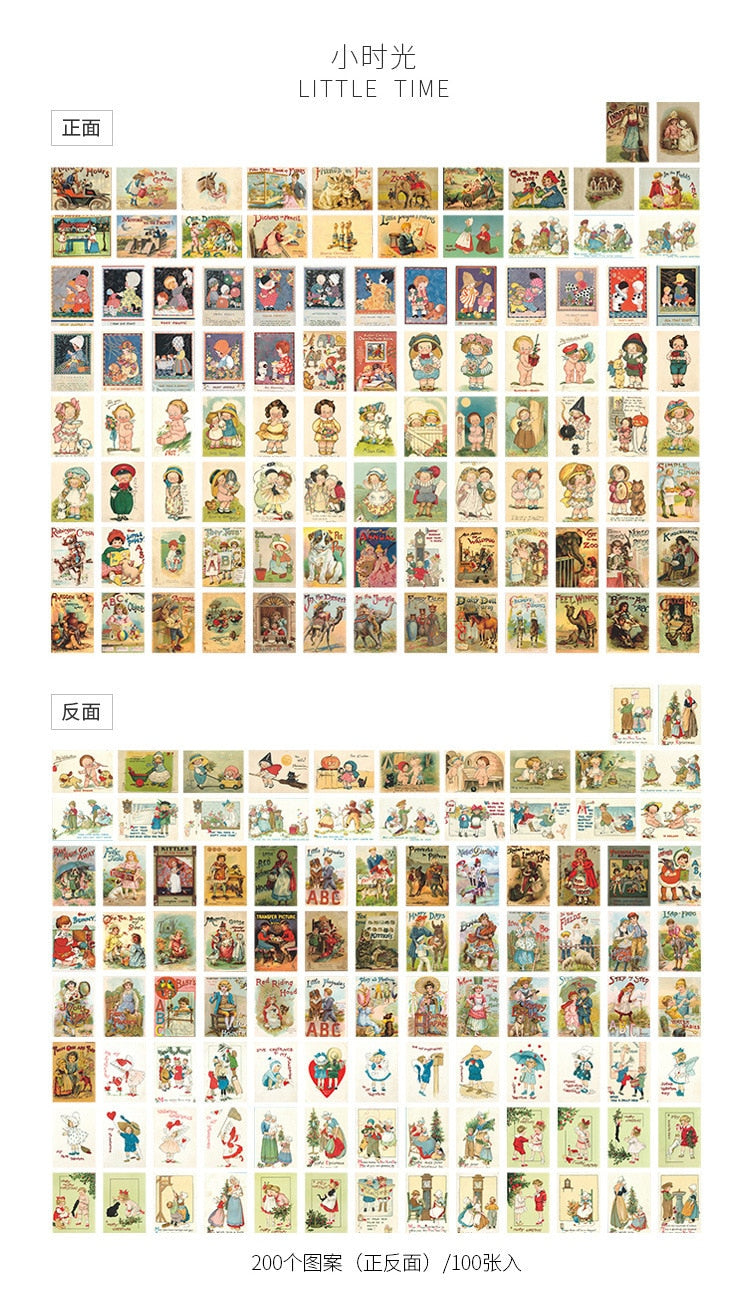 100pcs Vintage Plant Butterfly Kraft Paper Double-sided Note Cards