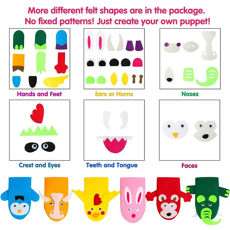 DIY Hand Puppet Making Kit Make Your Own Felt Animal Storytelling Craft Kits for Kids