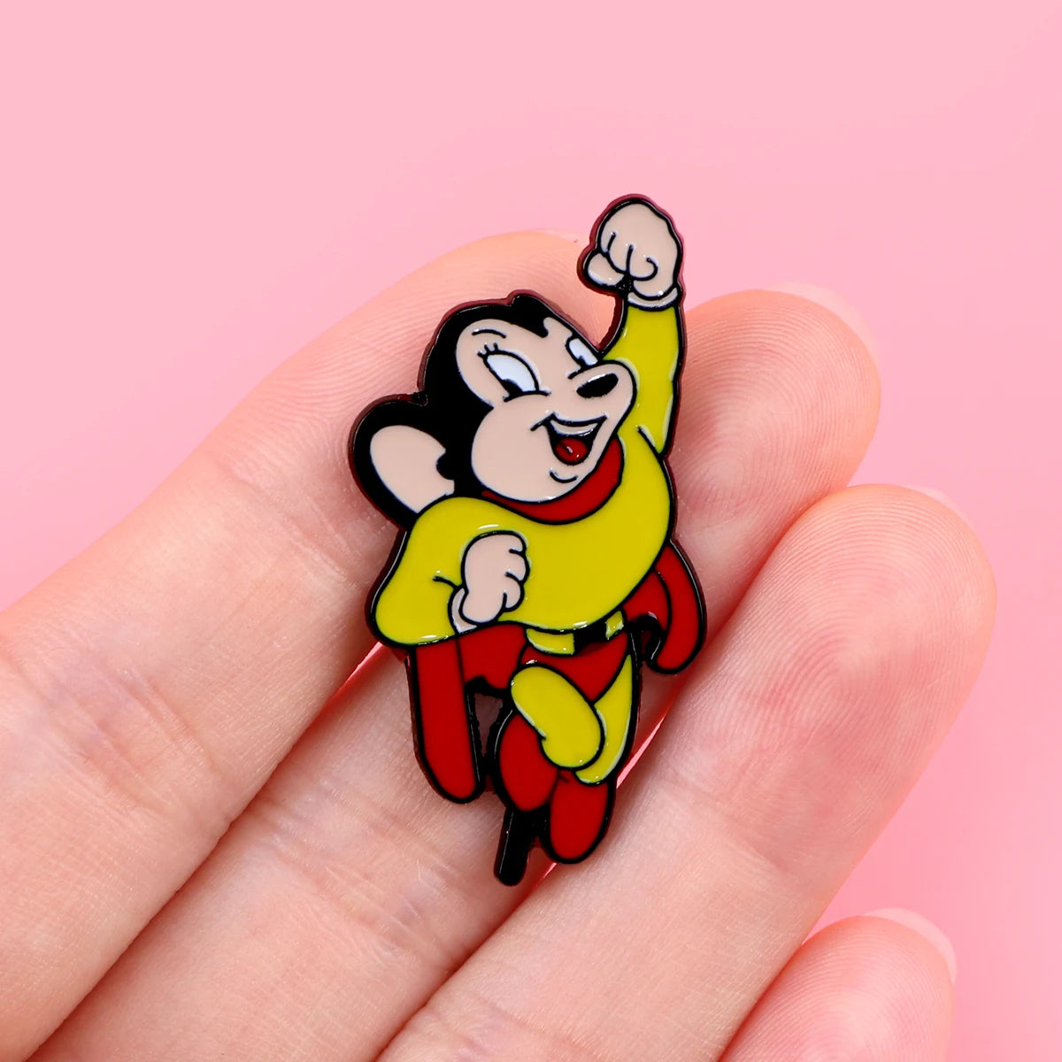 2pcs Mighty Mouse Enamel Pins Brooch Lapel Pins Badge