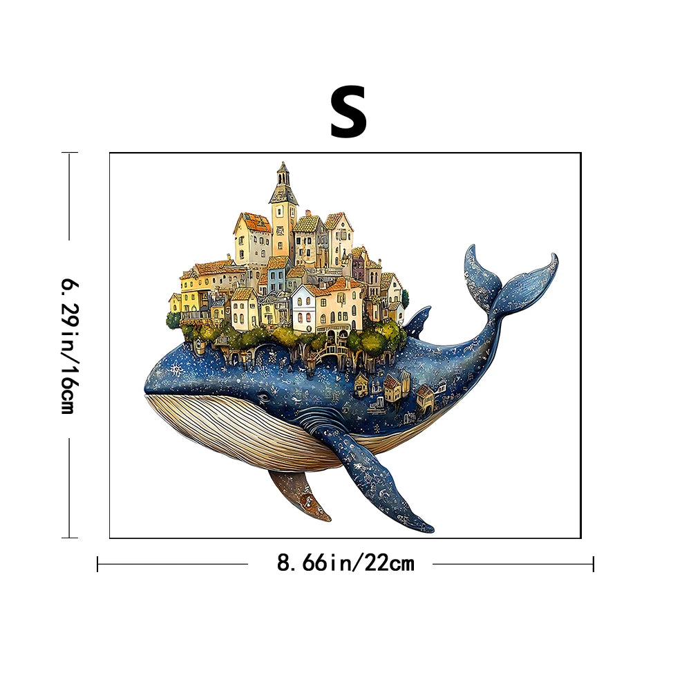 Whale Castle Unique Shape Wooden Jigsaw Puzzles
