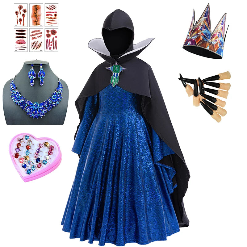Evil Queen Girls Halloween Cosplay Snow White Costume 2-12Y