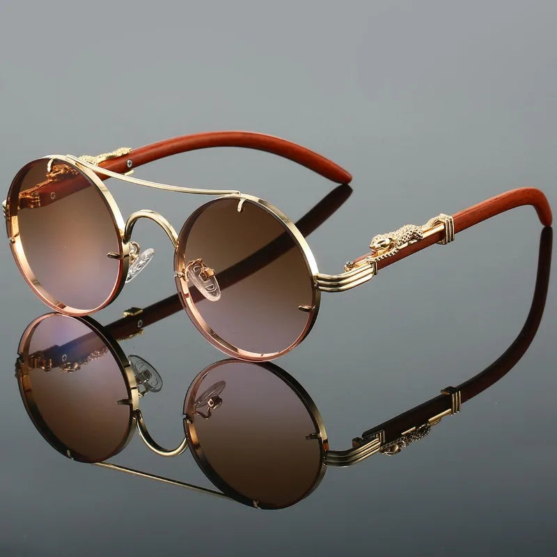 Round Retro Cape Sunglasses Double Bridge