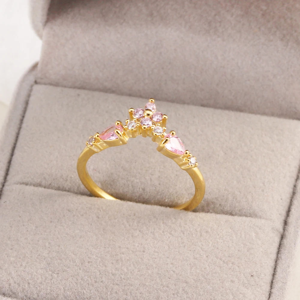 Sweet and Dainty Colourful Zircon Rings Gift Idea