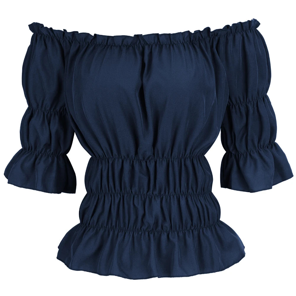 16 Colours Medieval Renaissance Blouses Off Shoulder Steampunk Cosplay Pirate Shirt Corset Top