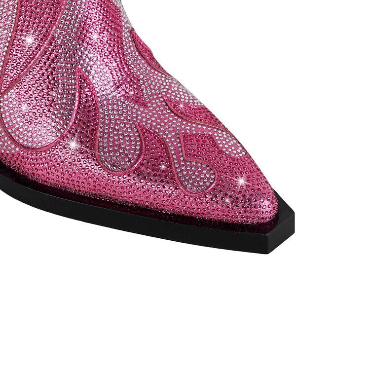Flamin' Awesome Rhinestone Ankle Boots