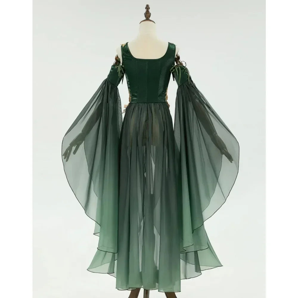 Elven Medieval Renaissance Costume Elf Style Corsetted Dress Cosplay Costume