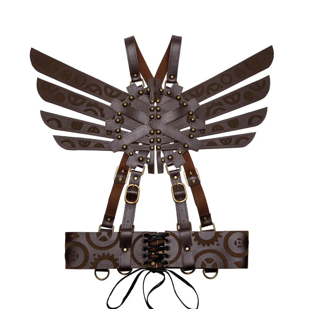 Steampunk Winged Shoulder Armour Leather Bracers Cosplay Costumes