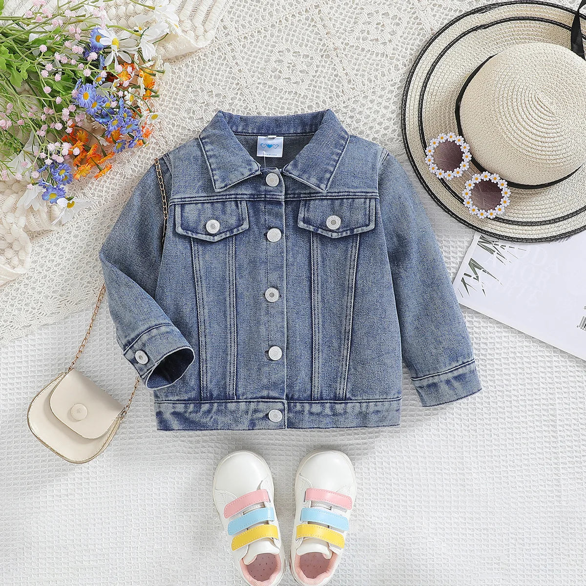 Cousin Crew and Sisters Letter Printed Denim Jackets for Girls