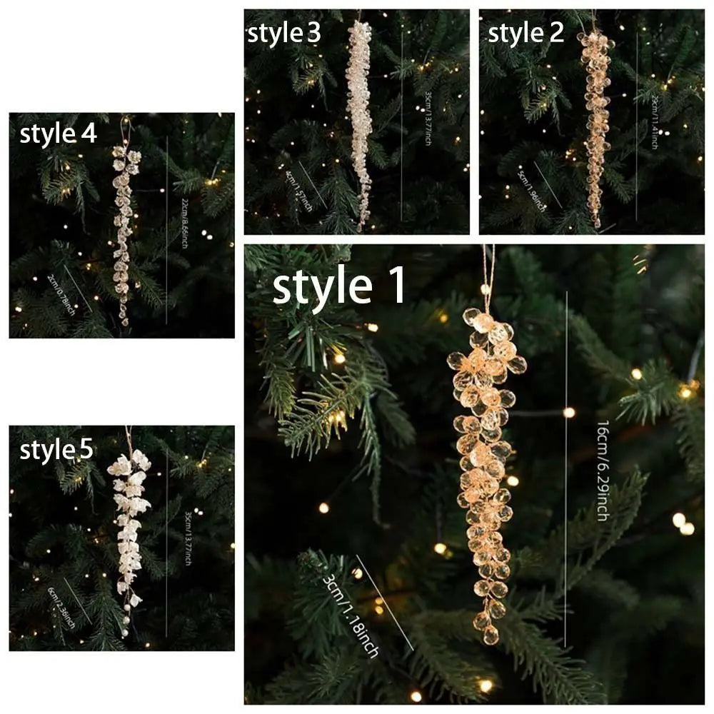Christmas Icicle Flowers Grapes Glitter Christmas Branches Handmade Acrylic Xmas Tree Ornaments