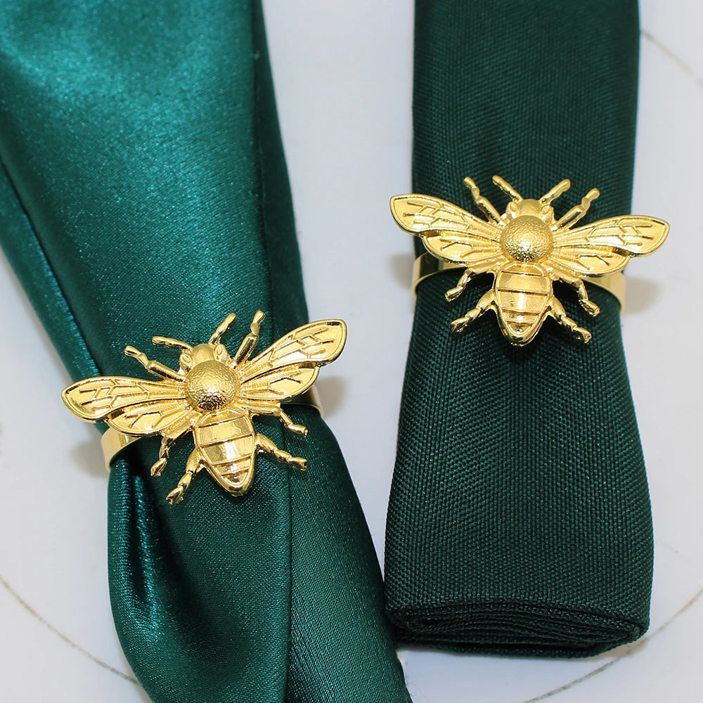 6Pcs Gold Bee Napkin Rings Table Decoration