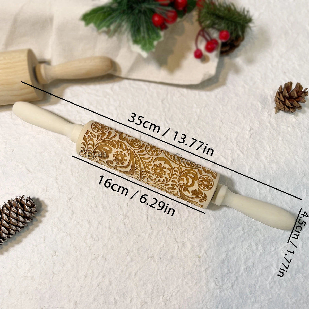 Christmas Wooden Embossing Print Rolling Pins