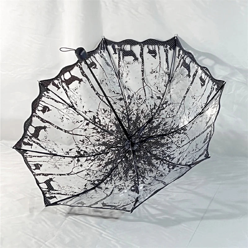 Forest Silhouette Transparent Umbrella PVC Umbrella