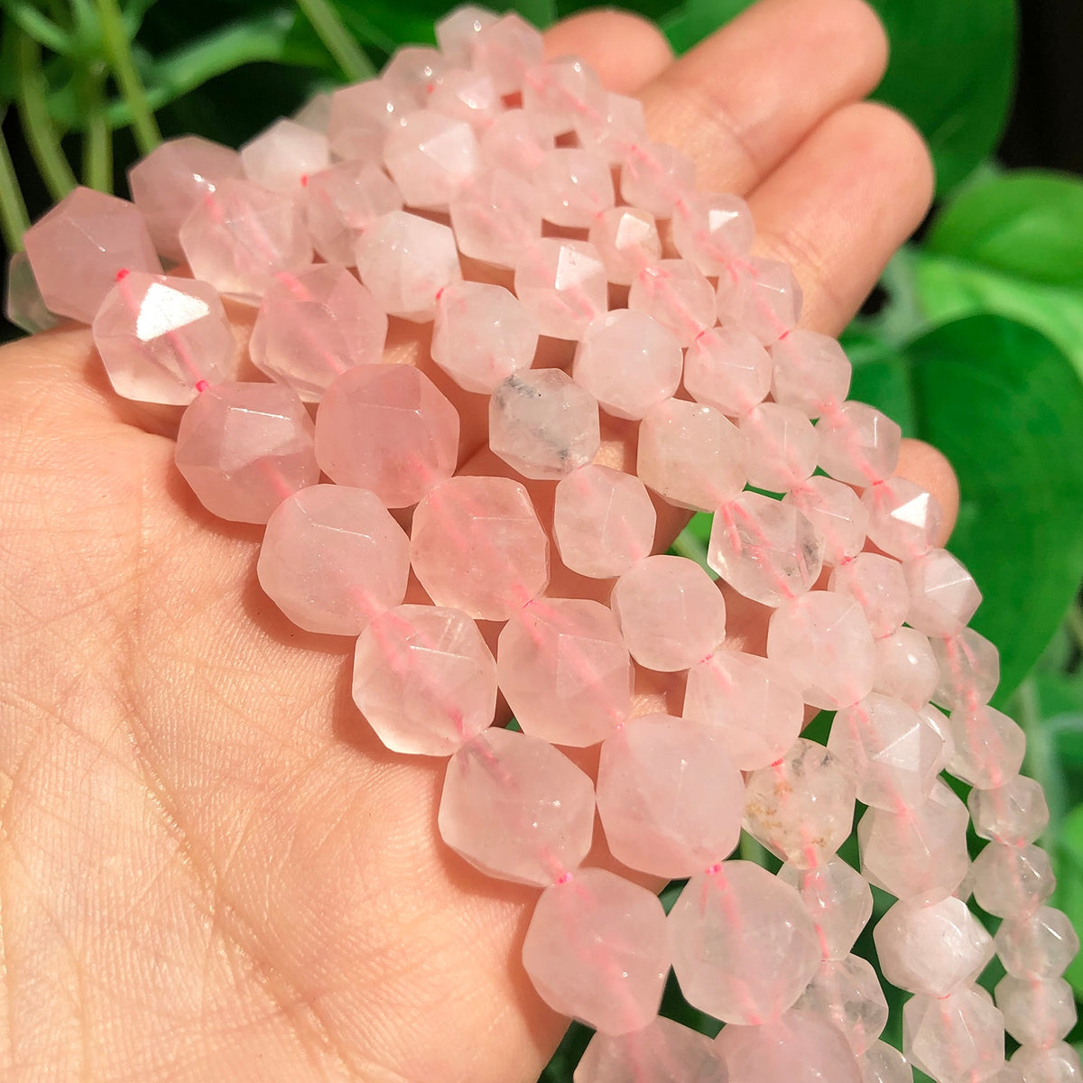 Pink Quartz Crystal Natural Stone Faceted Beads for DIY Jewellery Making
