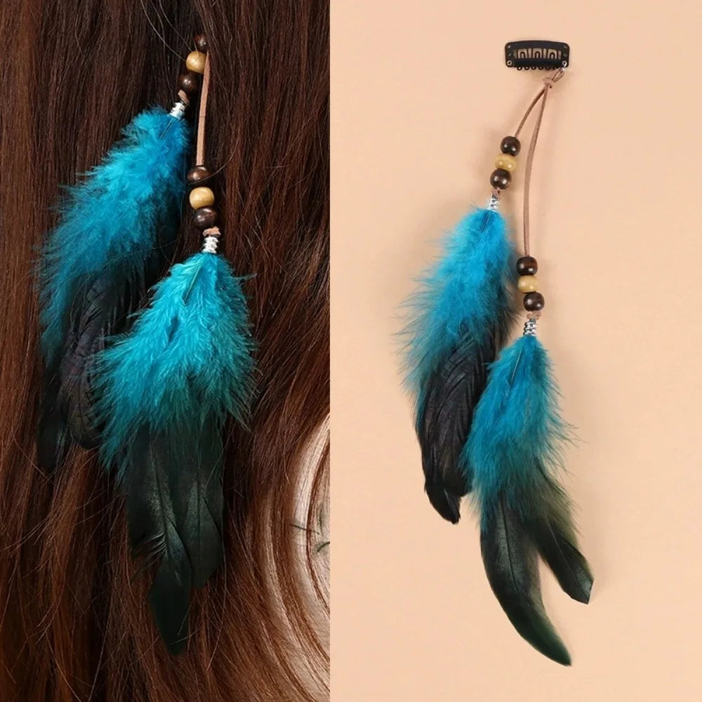 Boho Feather Hair Clips Headdress Festival Hair