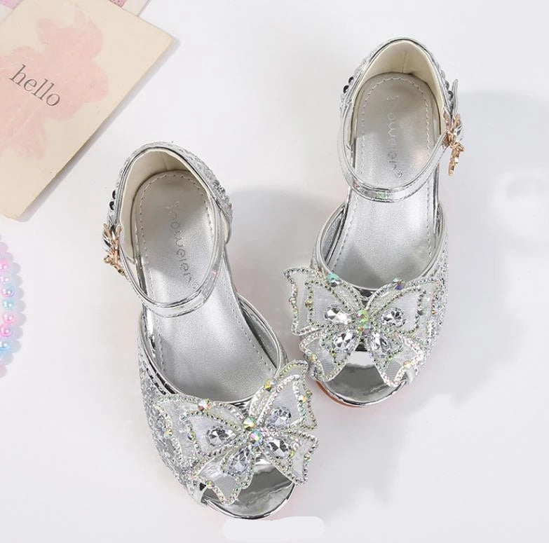 Party Shoes for Girls Glittery Butterfly Mary Jane Sandals Purple Gold Pink Blue