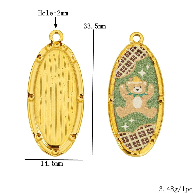 Three Enamel Little Bear Love Charms Stainless Steel Pendants for DIY Bracelets Jewellery Earrings Making