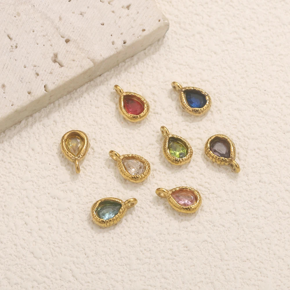 5pcs Stainless Steel Drop Crystal Charms For Jewellery Making DIY Earrings Bracelet