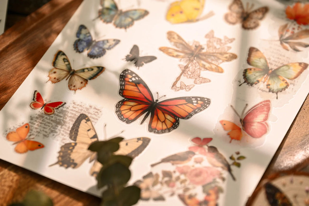 Vintage Big Butterfly RUB ON Transfer Stickers Scrapbooking DIY Craft Supplies Junk Journaling