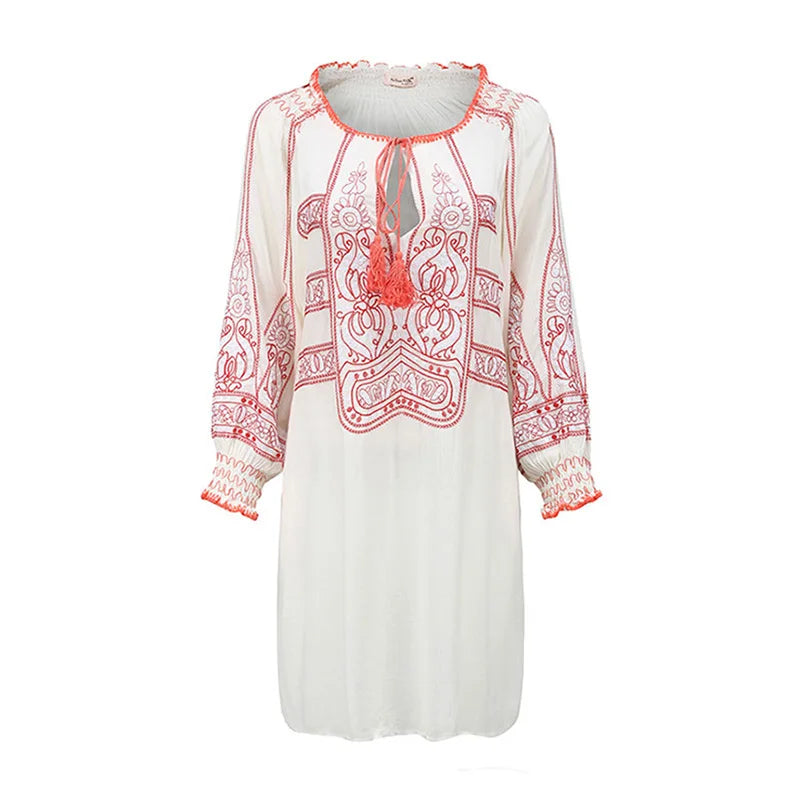 Mirai's Embroidered Boho Dress