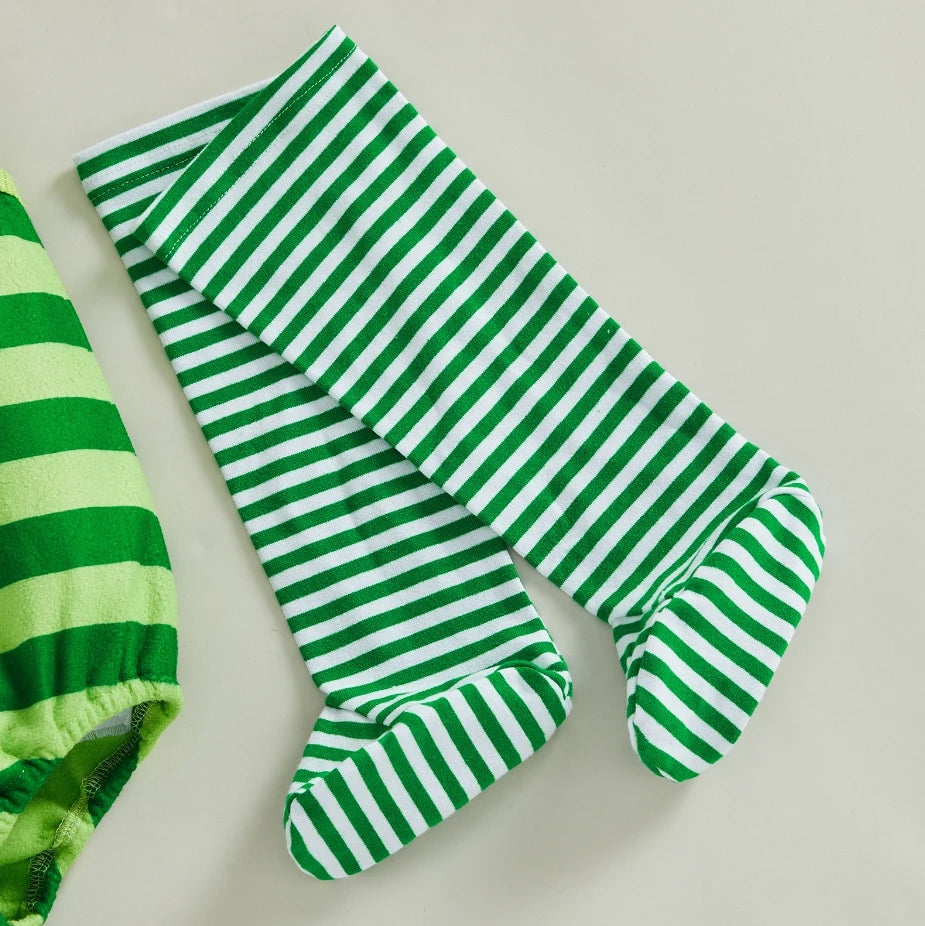 Hungry Caterpillar Baby Hooded Striped Jumpsuits Sleeveless Romper Stockings Costume Photography Outfit