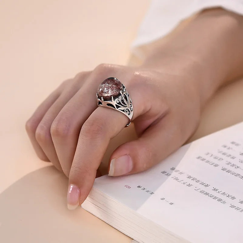 The Seeker of The Lost S925 Sterling Silver Ring Natural Ghost Crystal