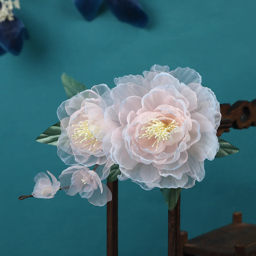 Silk Peony Hair Clip 1/2pcs Flower Hairpins Handmade Bridal Hair Accessories