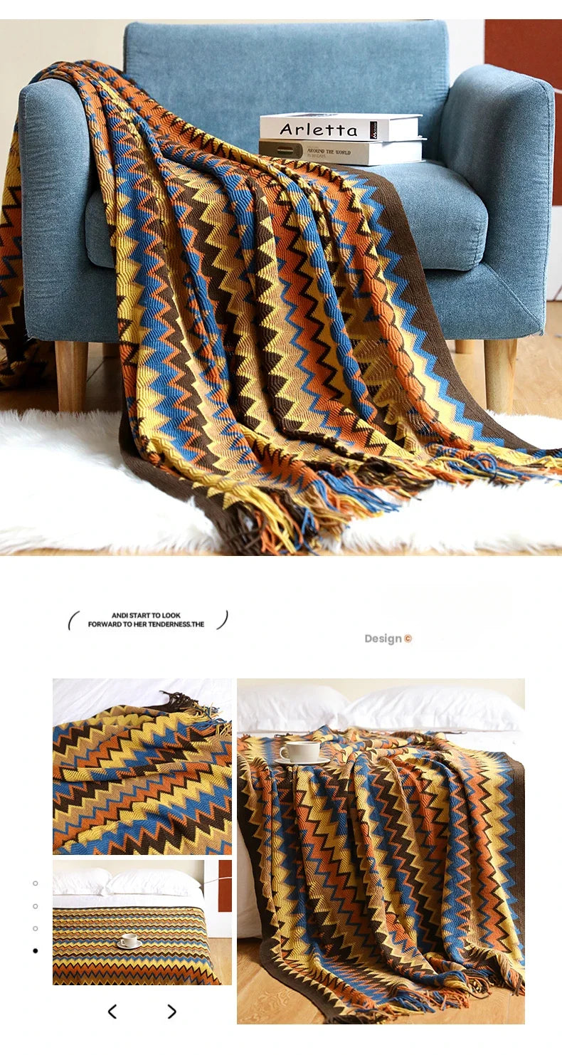 Boho Zig Zag Mexico Baja Blankets