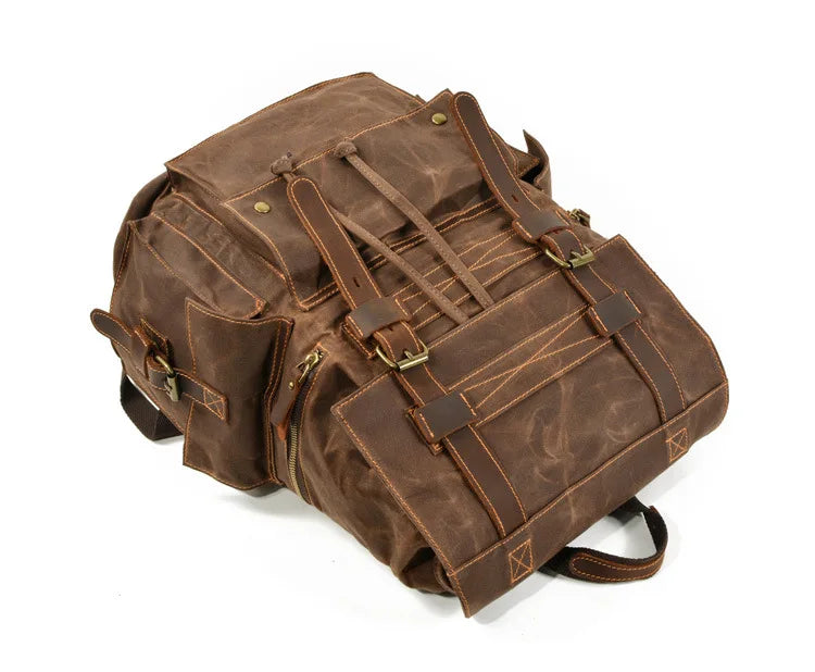 Indiana's Vintage Leather Canvas Backpack