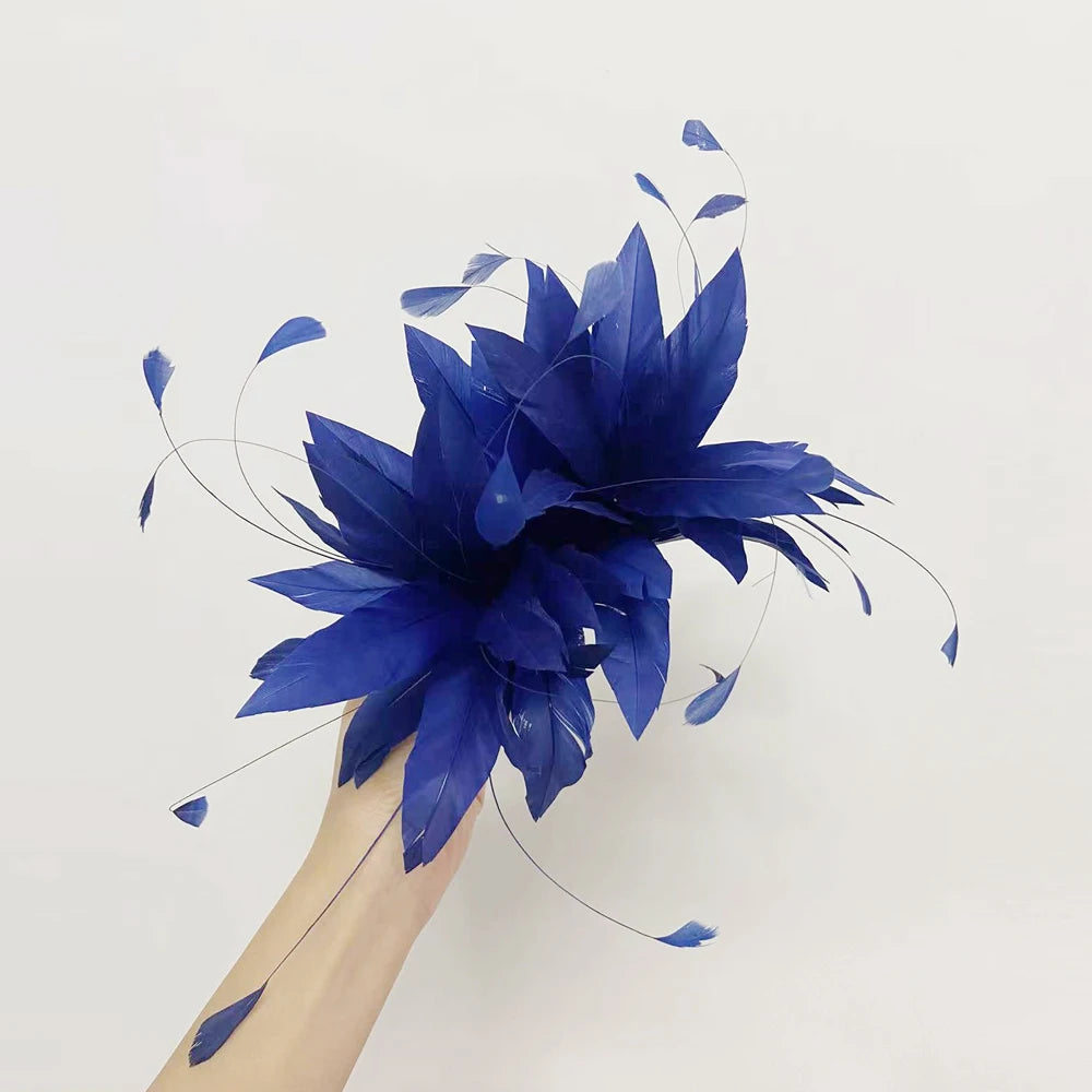Navy Blue Feather Fascinator Spring Race Season