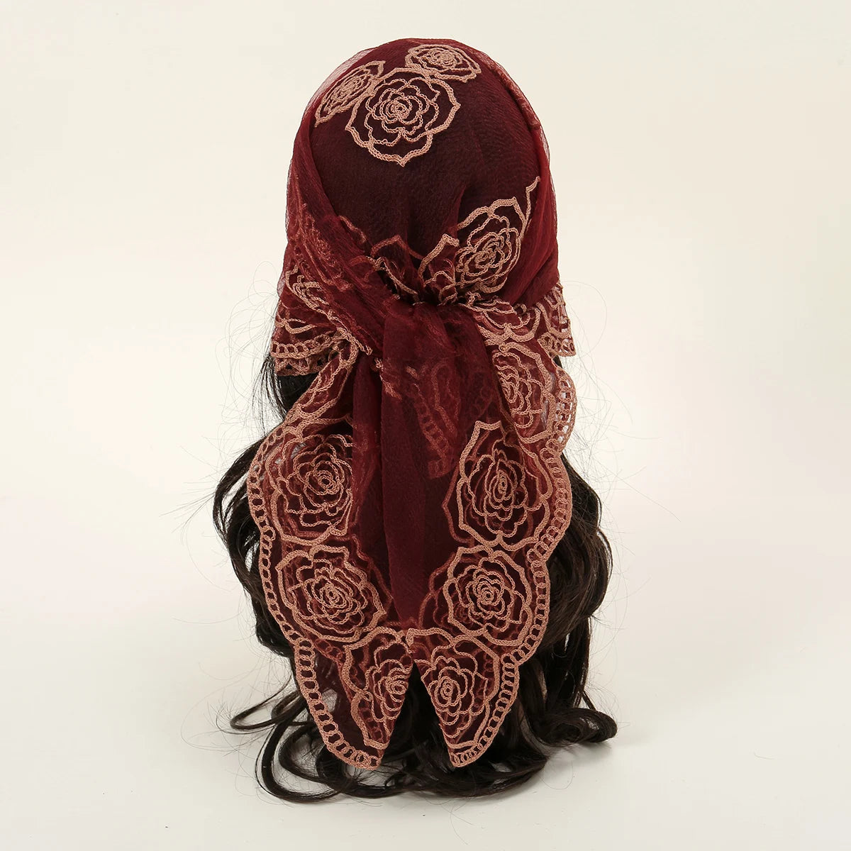 Lace Paisley Embroidered Square Bandana Scarf 23 Colours
