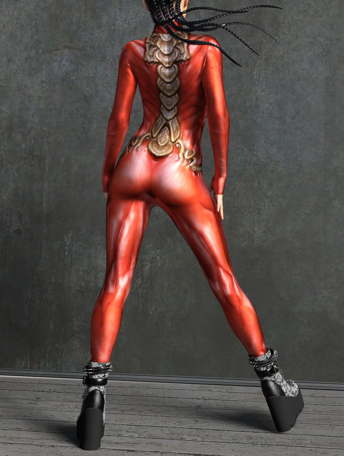Women Red Alien Jumpsuit Printed Bodysuits Halloween Party Cosplay Costume