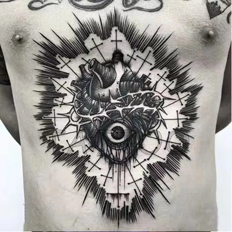 Dark Flower Collar Body Art Temporary Tattoo Chest Clavicle Tattoo Sticker