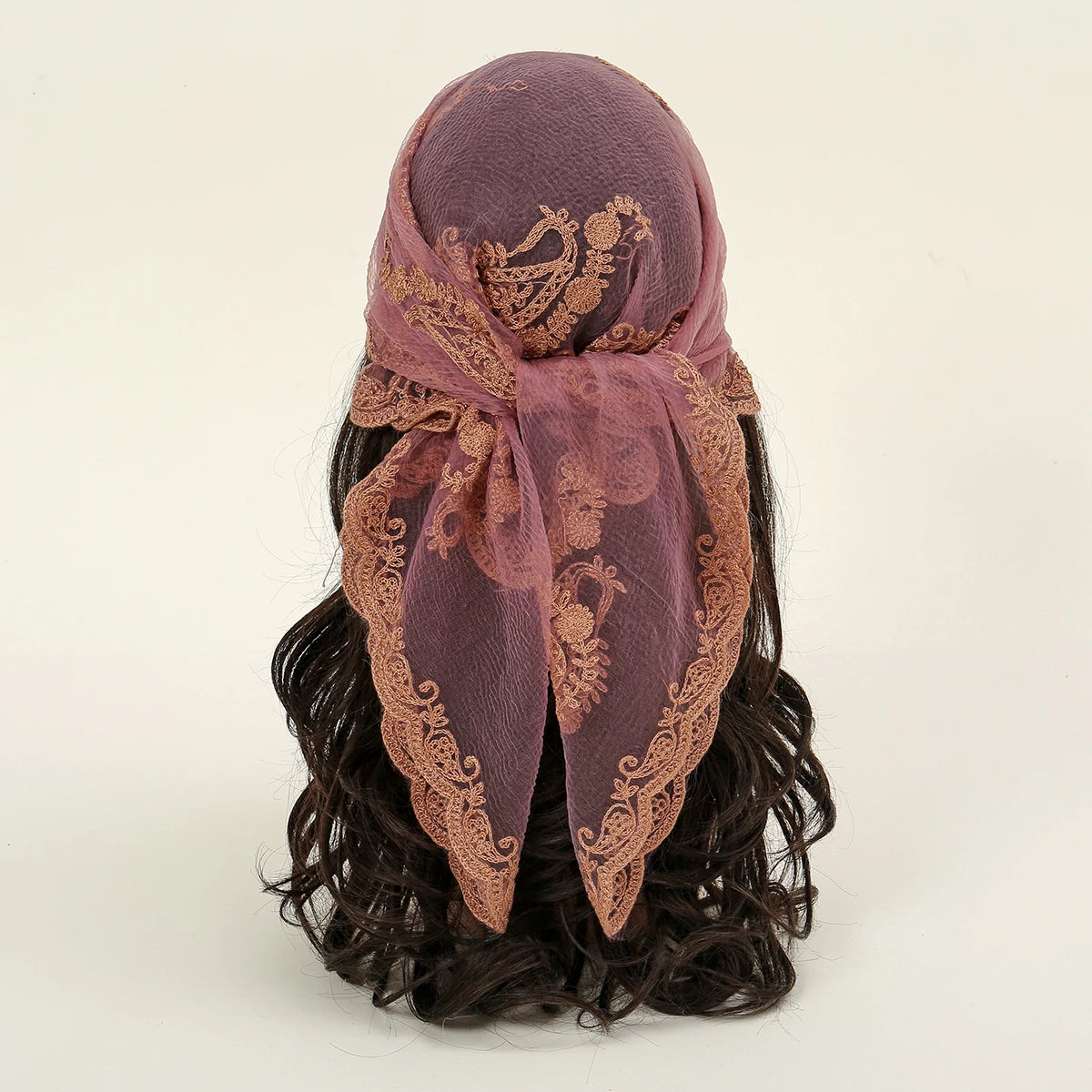 Lace Paisley Embroidered Square Bandana Scarf 23 Colours
