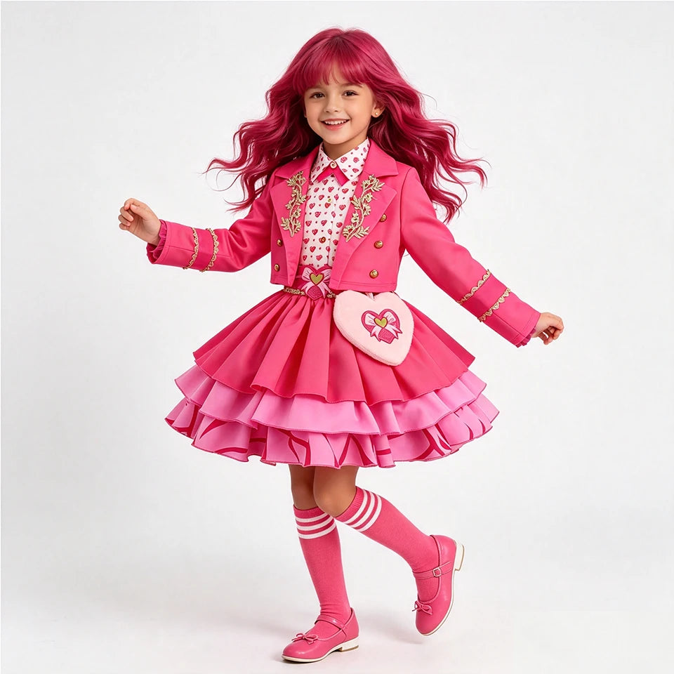 Descendants Cosplay Red Pink Chloe Kids Clothes Halloween Book Week Costumes