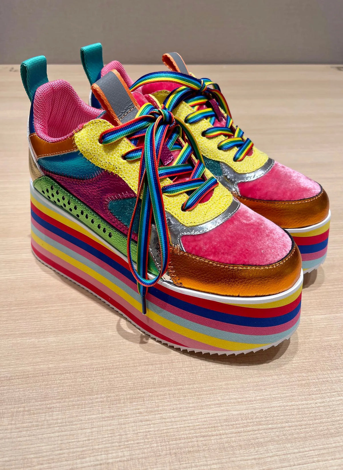 Rosie's Rainbow Sneakers Chunky Platform Shoes
