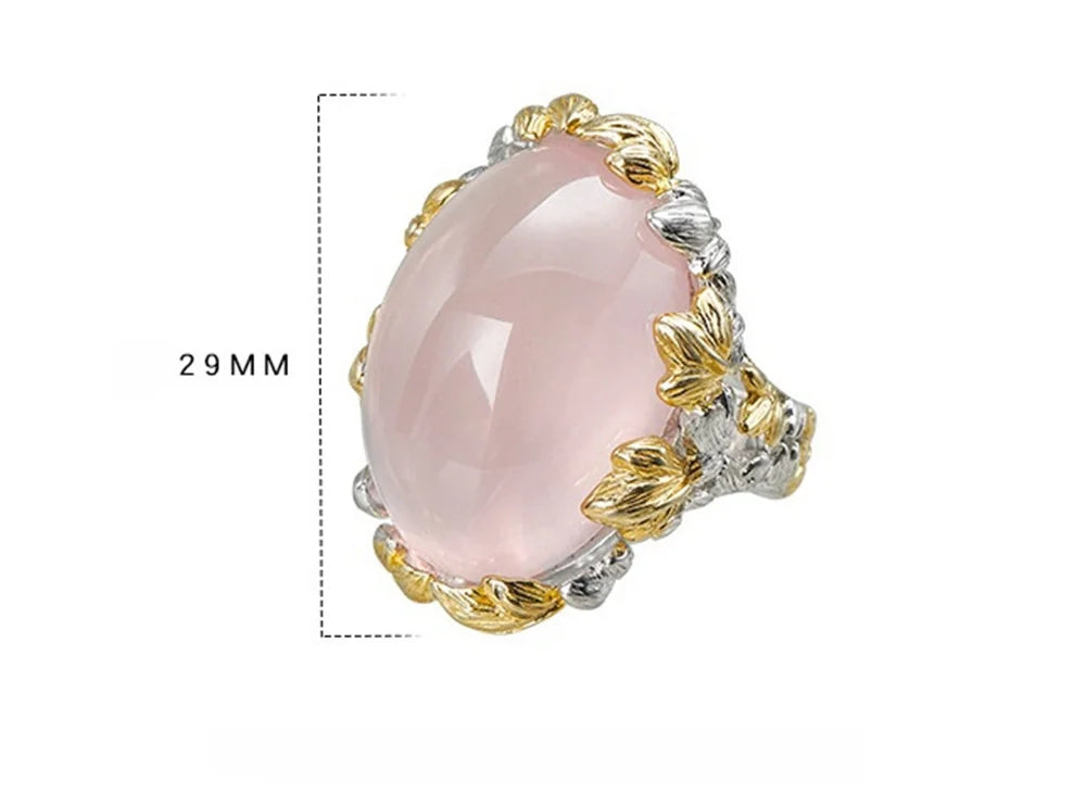 The Forest's Gifts S925 Sterling Silver Ring Pink Crystal