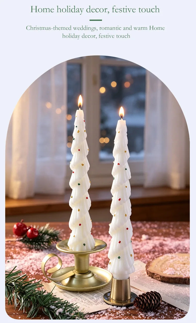 Christmas Tree Taper Candle Pine Tree Candlestick Xmas Dinner Table Decor