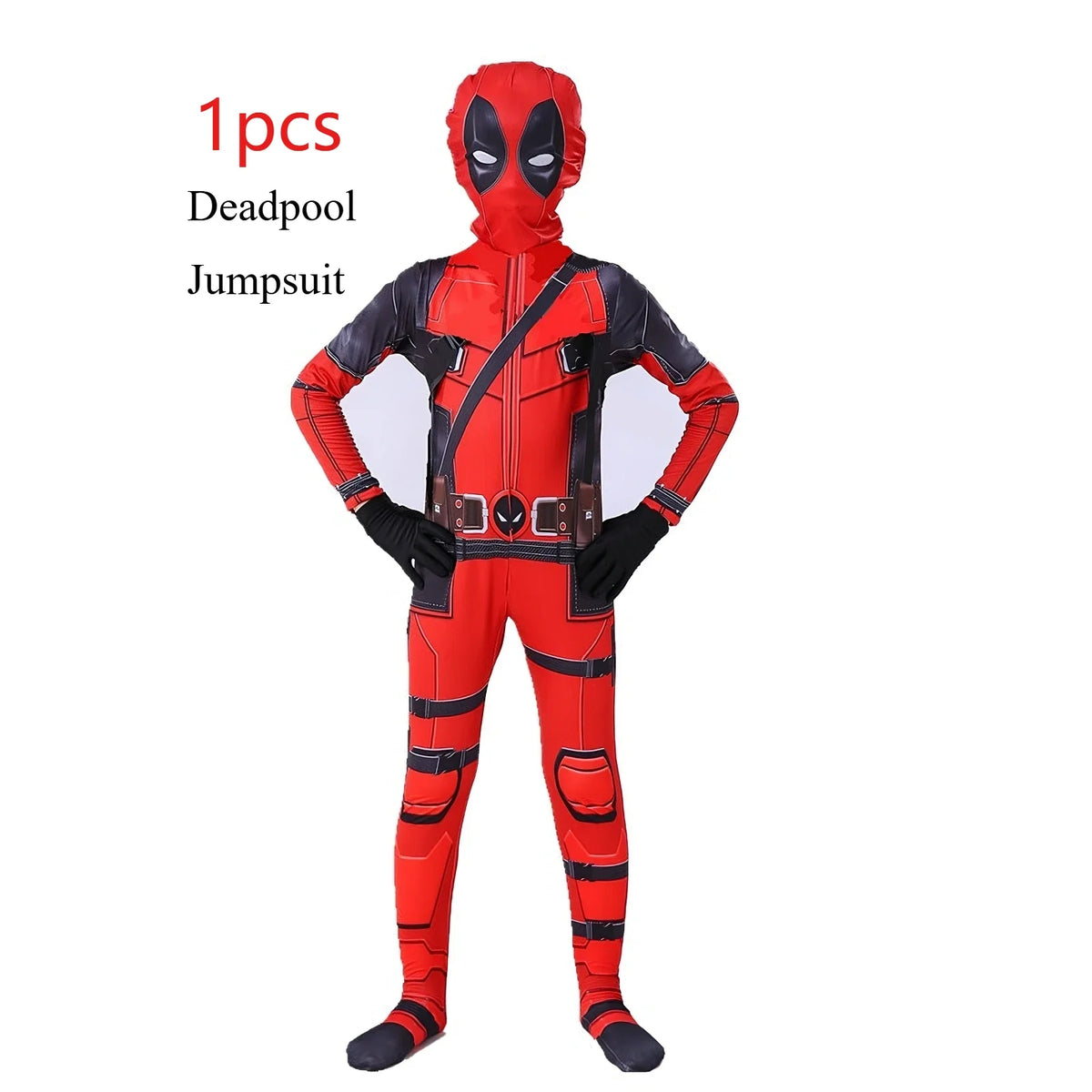 Deadpool Costume Kids Superhero Child Cosplay Halloween Costume Swords Kids Jumpsuit
