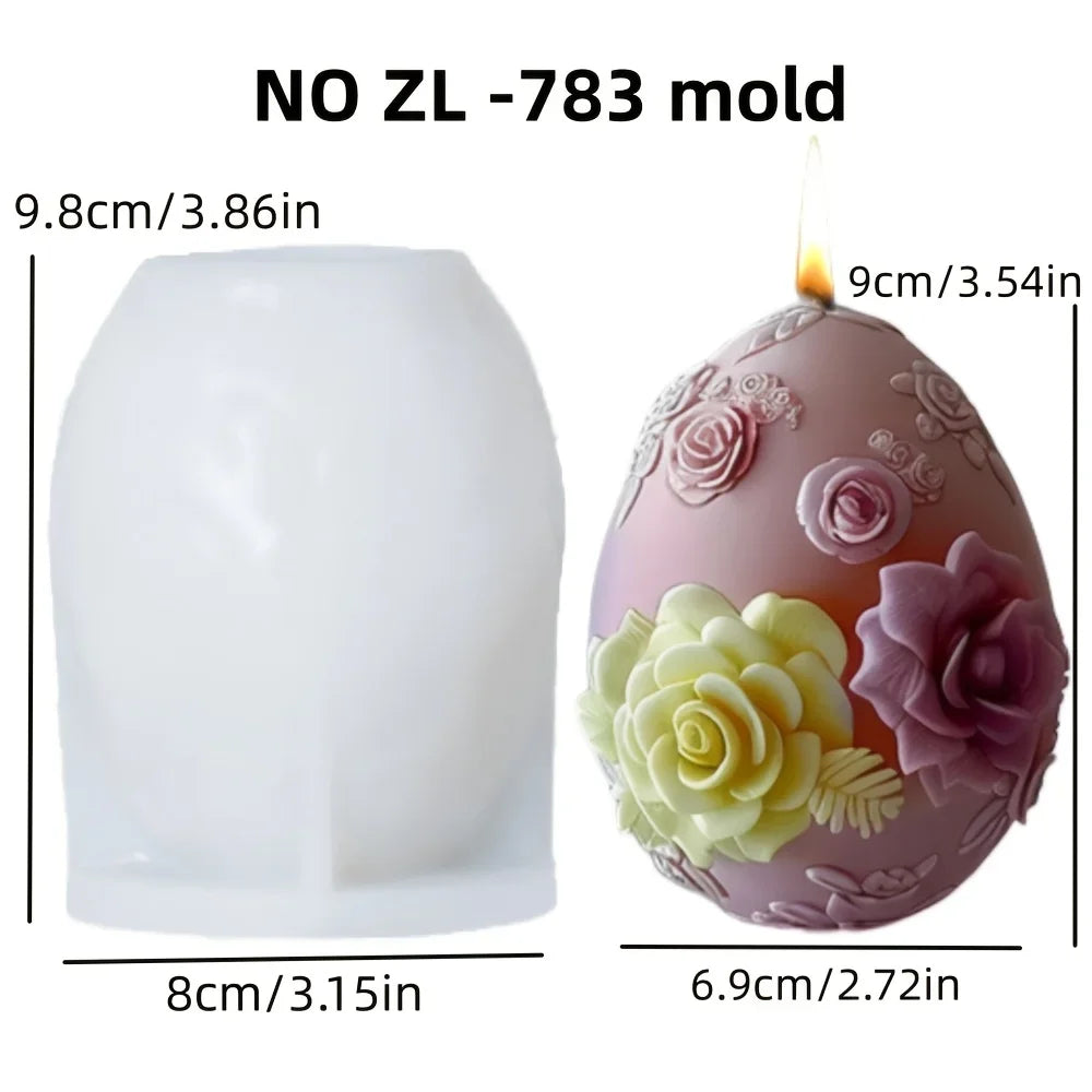 3D Easter Rabbit Relief Egg Silicone Mould Resin Candle Soap Plaster DIY Crafts