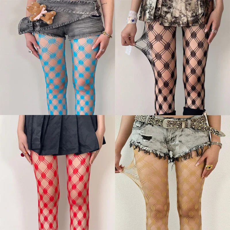 Diamond Check Fishnet Tights Pantyhose
