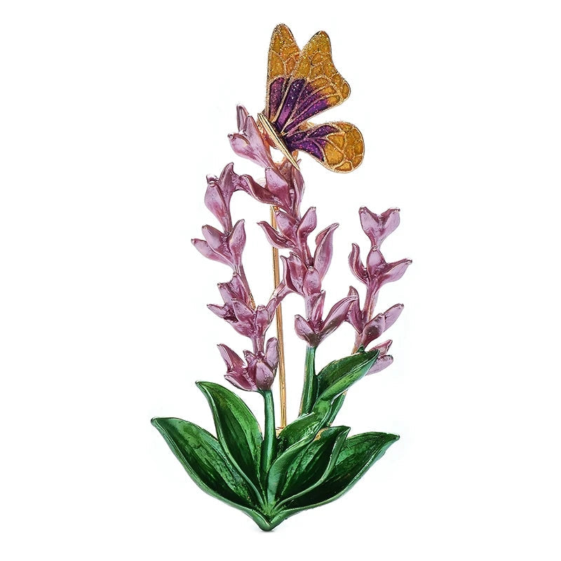 Lavender And Butterfly Brooches