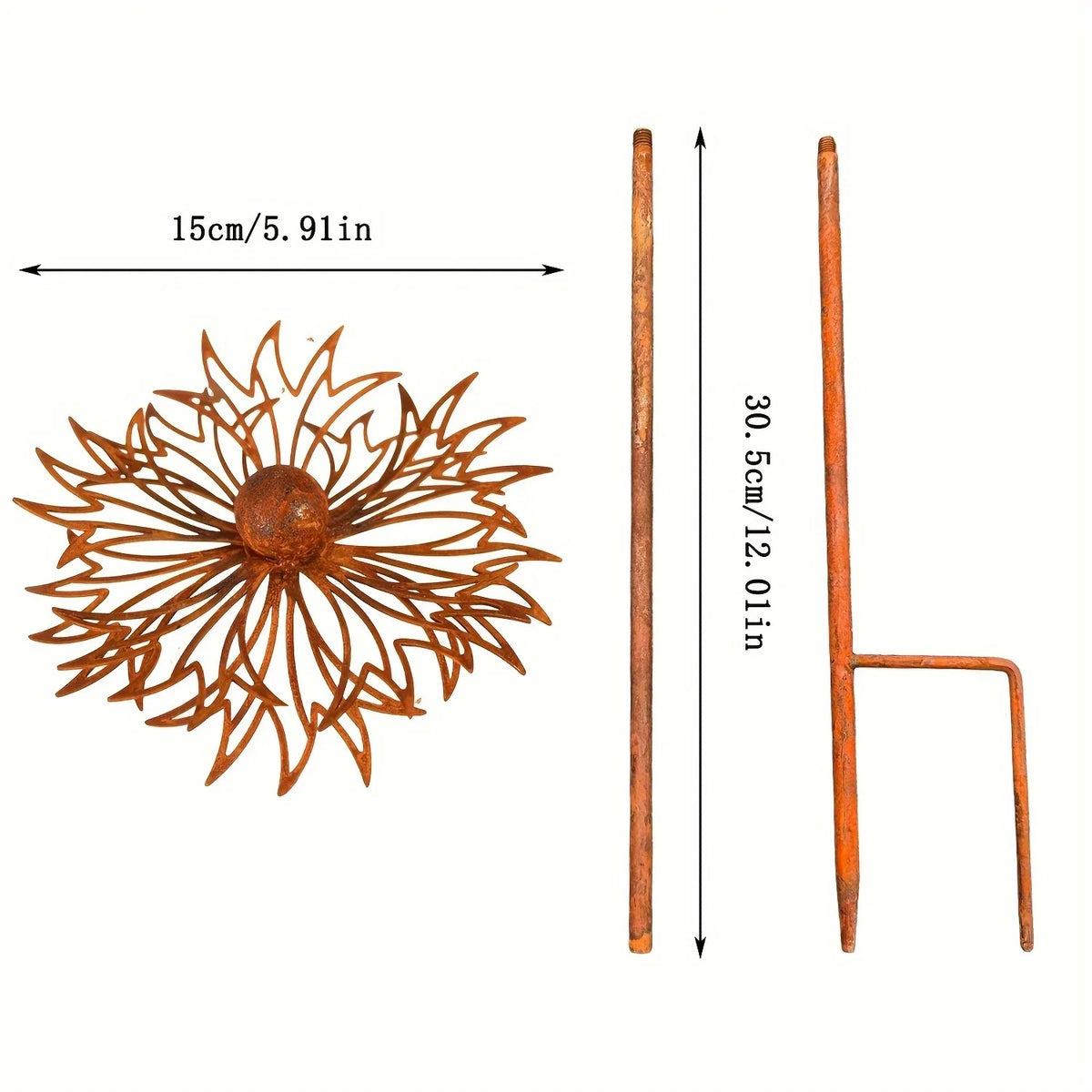 Rustic Metal Bluebonnet Stake Decorative Garden Art Rust Finish Iron Lawn Ornament