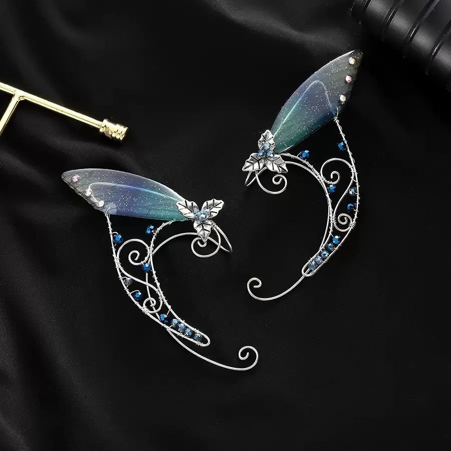 Handmade Copper Crystal Fairy Ear Cuff Pair No Piercing Clip On Earrings