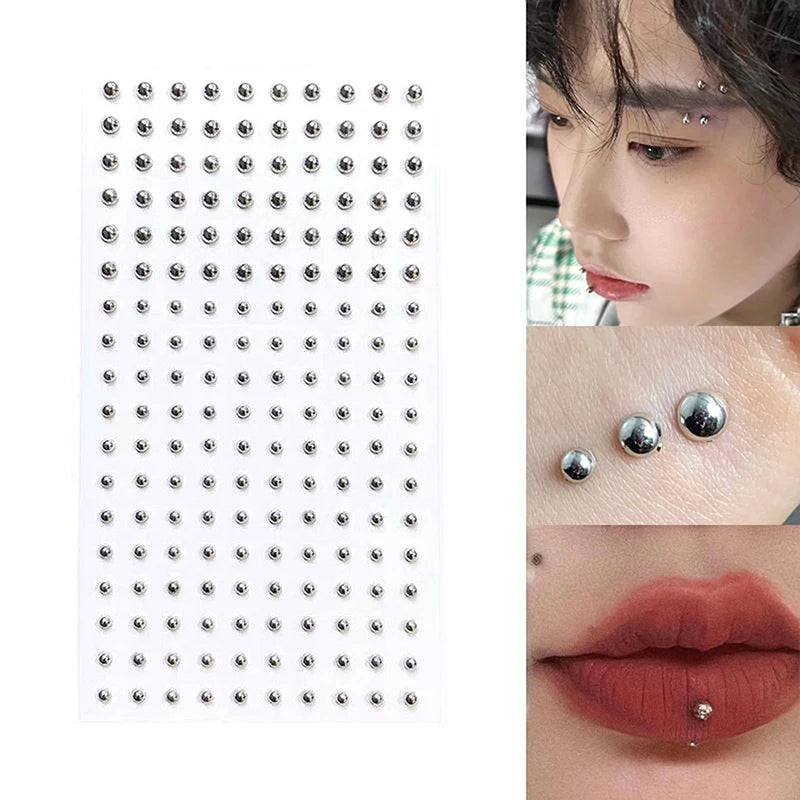 Fake Piercings Face Body Jewellery Stickers Nose Stud Self Adhesive Faux Studs